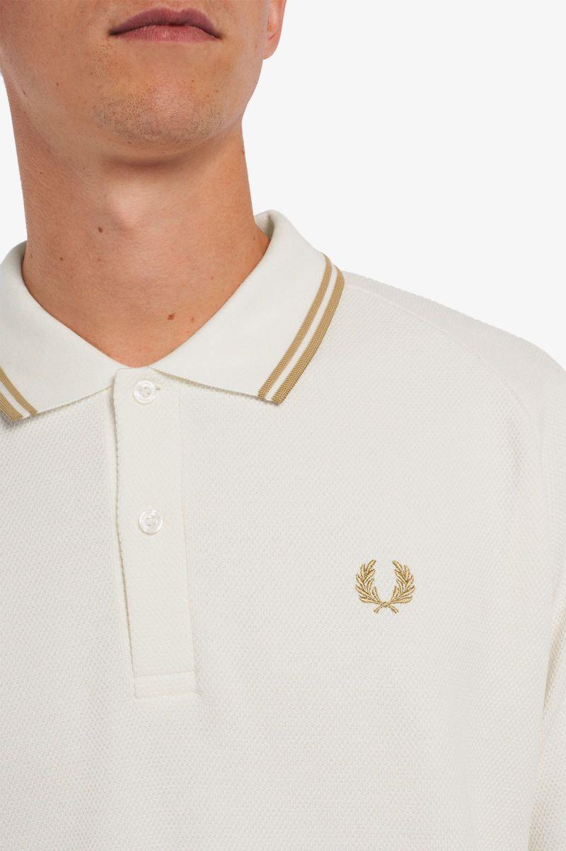 White Fred Perry Panel Polo Men's Shirts | PH 1517UZGT